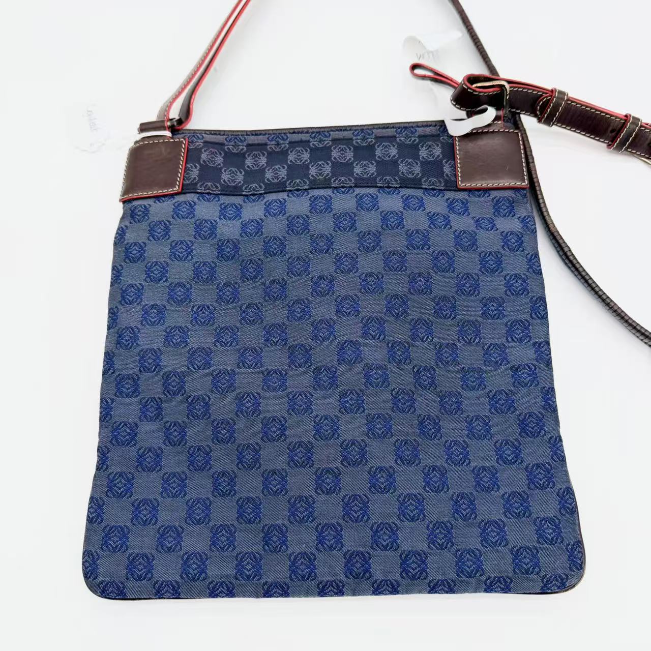 Anagram canvas shoulder bag with leather trim