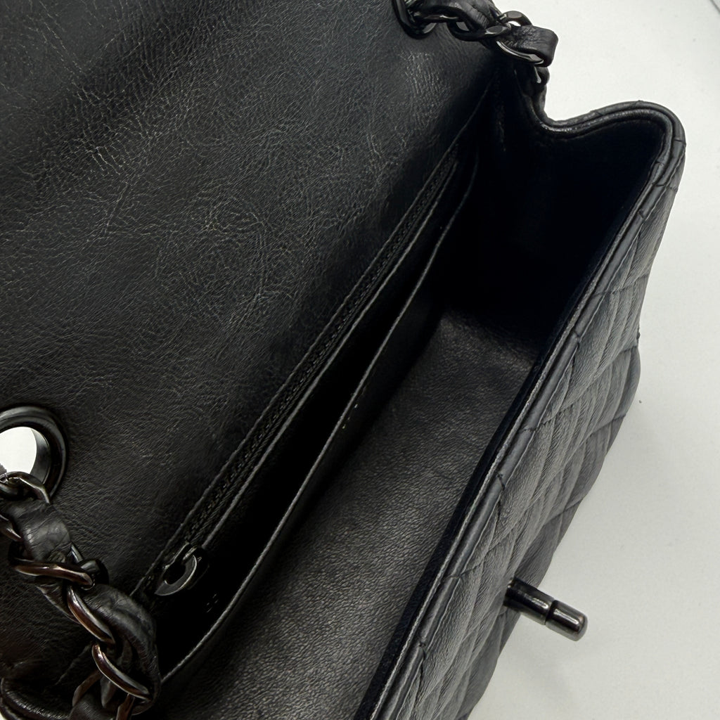 So Black Square Classic Single Flap Bag Quilted Lambskin Mini