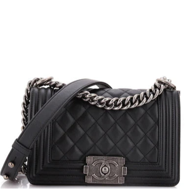 Boy Flap Bag Quilted Caviar Small - Twins