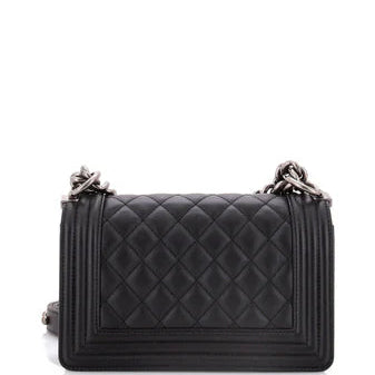 Boy Flap Bag Quilted Caviar Small - Twins