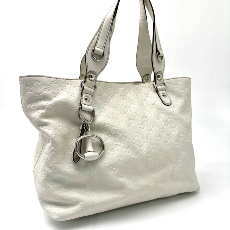 GUCCI Guccissima Medium Icon Bit Tote White