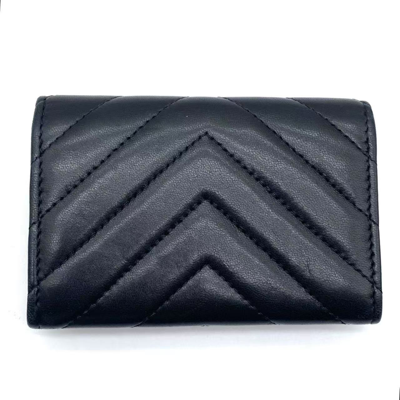 Chevron Quilted Flap Card Holder Black