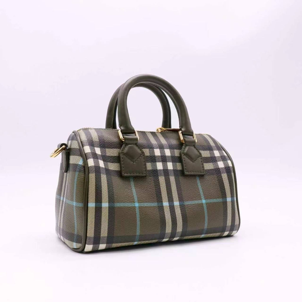 Burberry Mini Check Bowling Bag Olive Green twins LDJ5425
