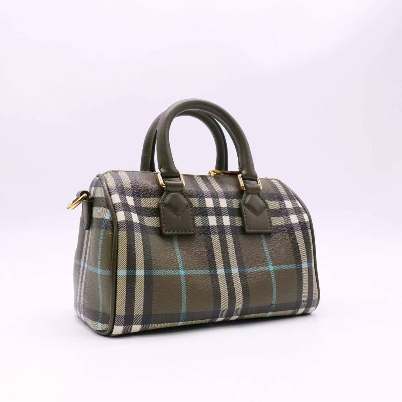 Burberry Mini Check Bowling Bag Olive Green twins LDJ5425
