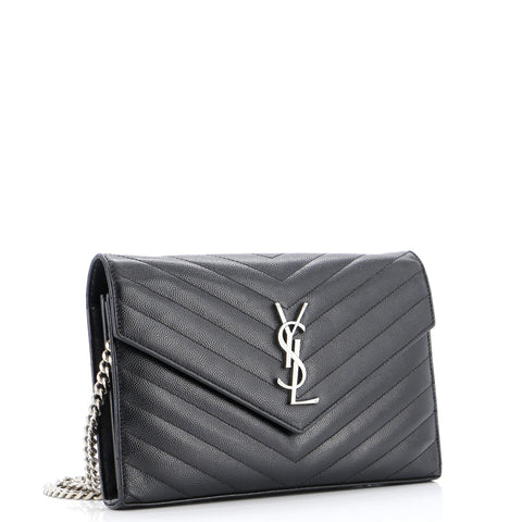 Classic Monogram Envelope Satchel Matelasse Chevron Leather twins