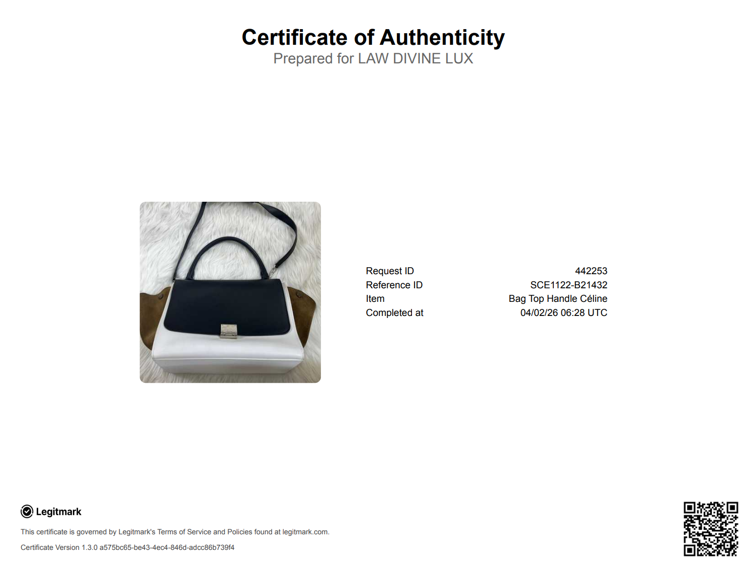 Celine Tri-Color Leather and Velvet Medium Trapeze Bag B21432