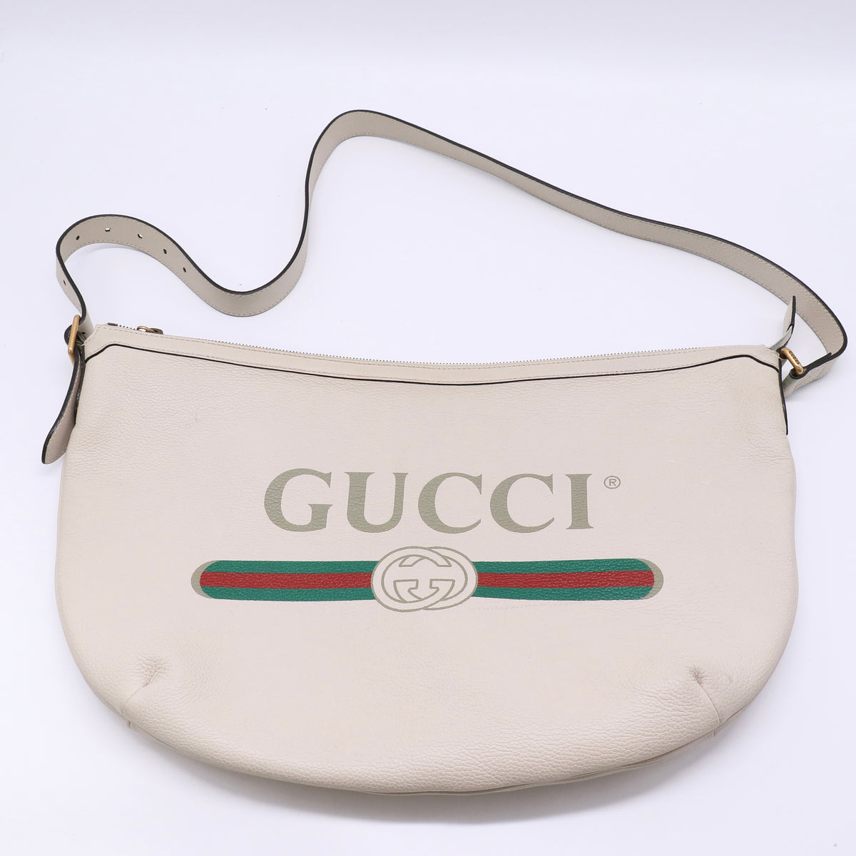 Gucci Print Grained Leather Half Moon Hobo Bag  twins LDZ1484