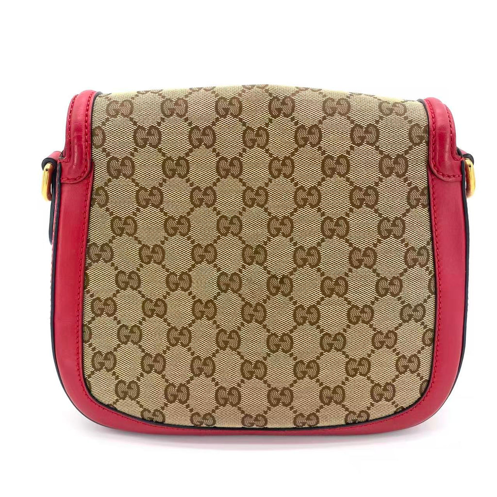 Monogram Ruinart Calfskin Medium Lady Web Shoulder Bag Beige Ebony Hibiscus Red