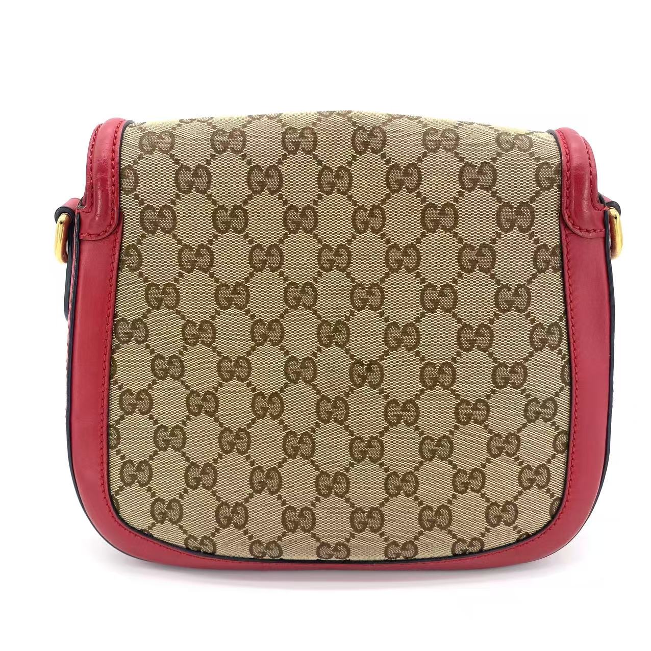 Monogram Ruinart Calfskin Medium Lady Web Shoulder Bag Beige Ebony Hibiscus Red