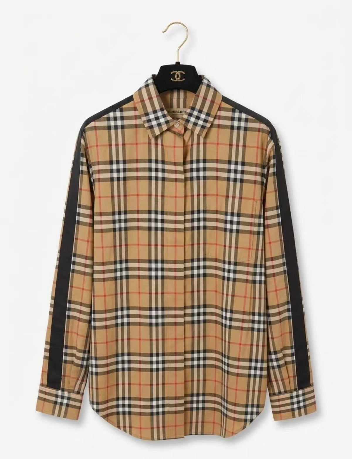 Burberry Burberry Check Satin Shirt with Black Trim Twins LDJ6825