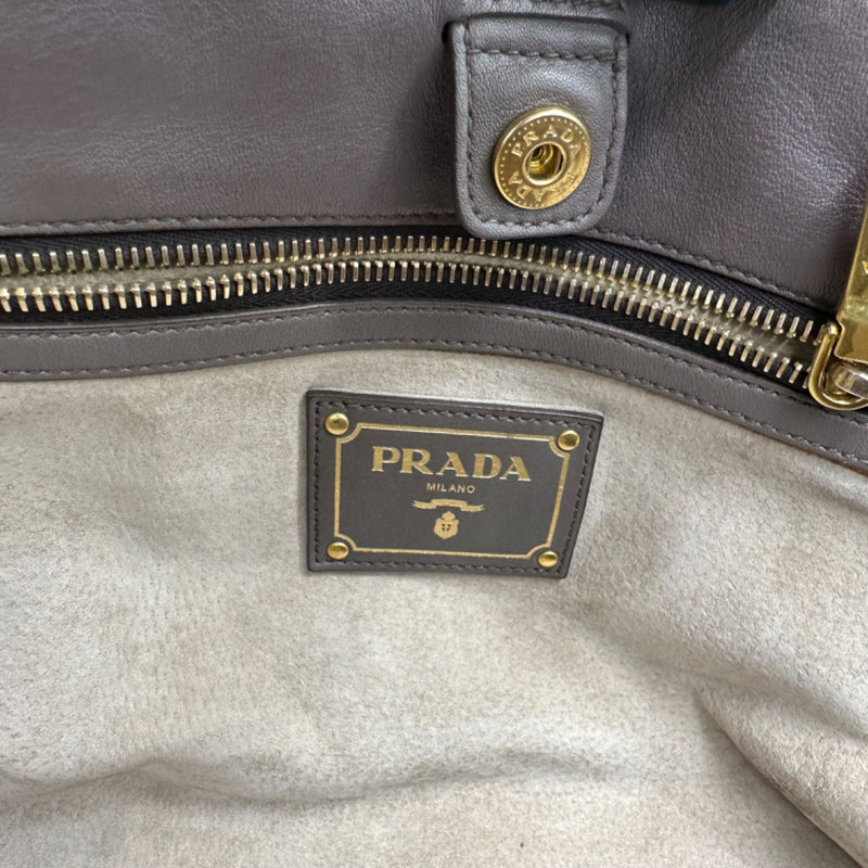 Prada Front Zip Convertible Satchel Vitello Daino Medium