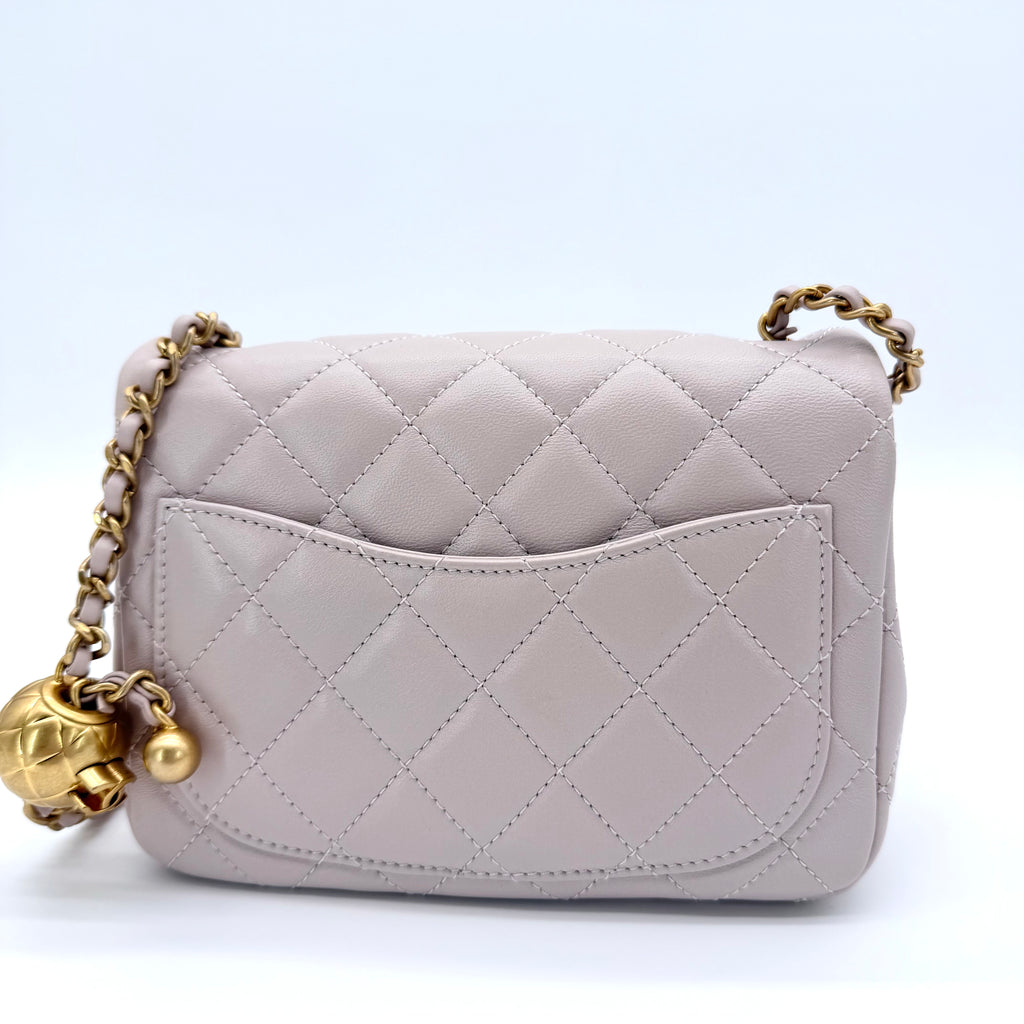 Pearl Crush Square Flap Bag Quilted Lambskin Mini