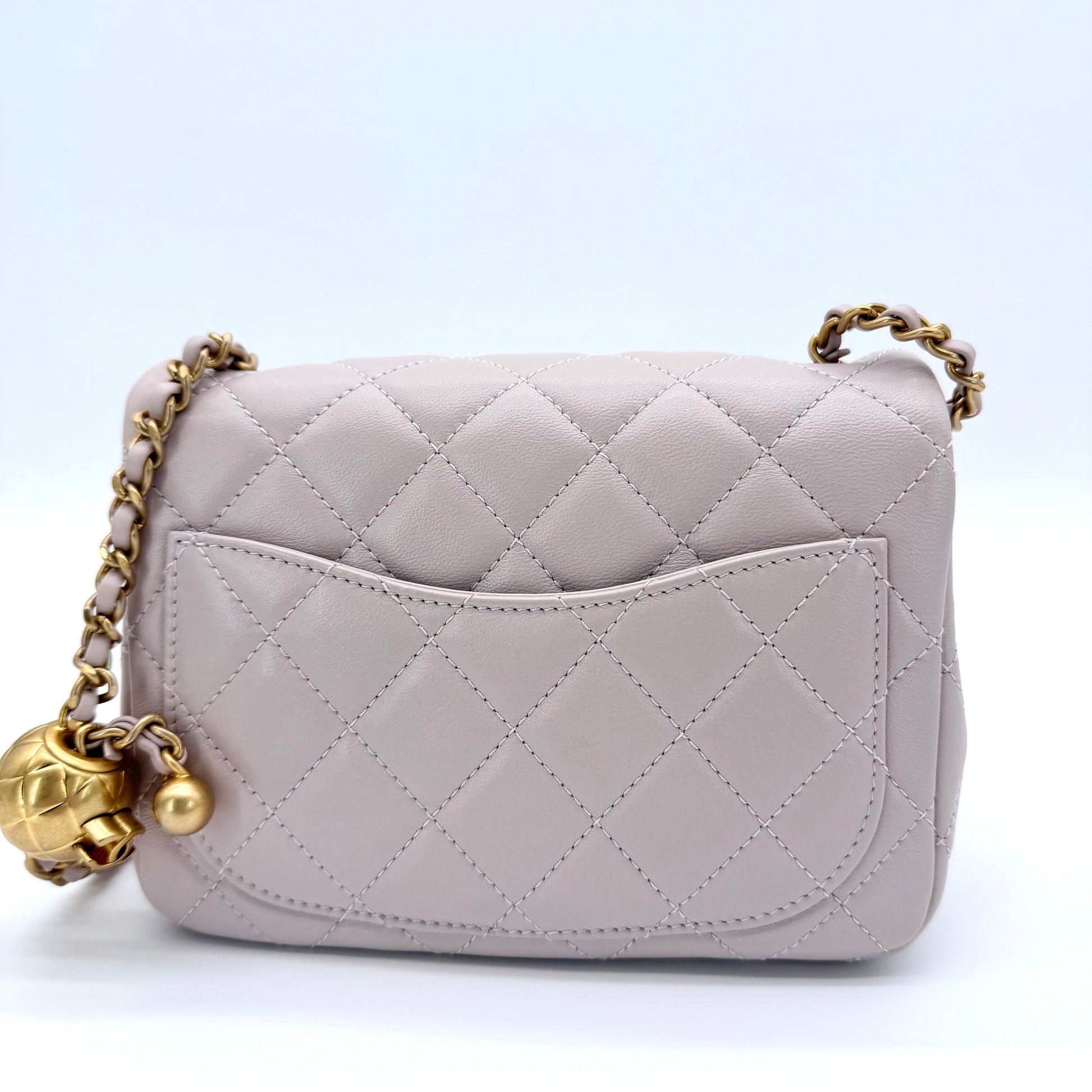 Pearl Crush Square Flap Bag Quilted Lambskin Mini