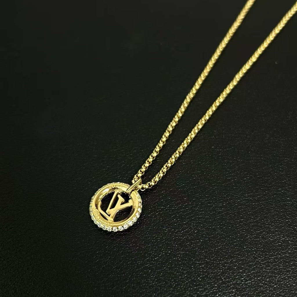 Louis Vuitton Metal Crystal Louise By Night Necklace twins LDJ4297