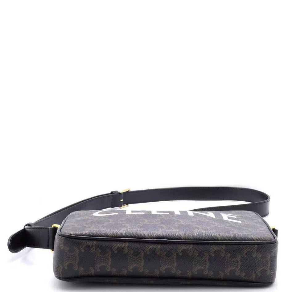 Logo Messenger Bag Triomphe Coated Canvas Medium Twins