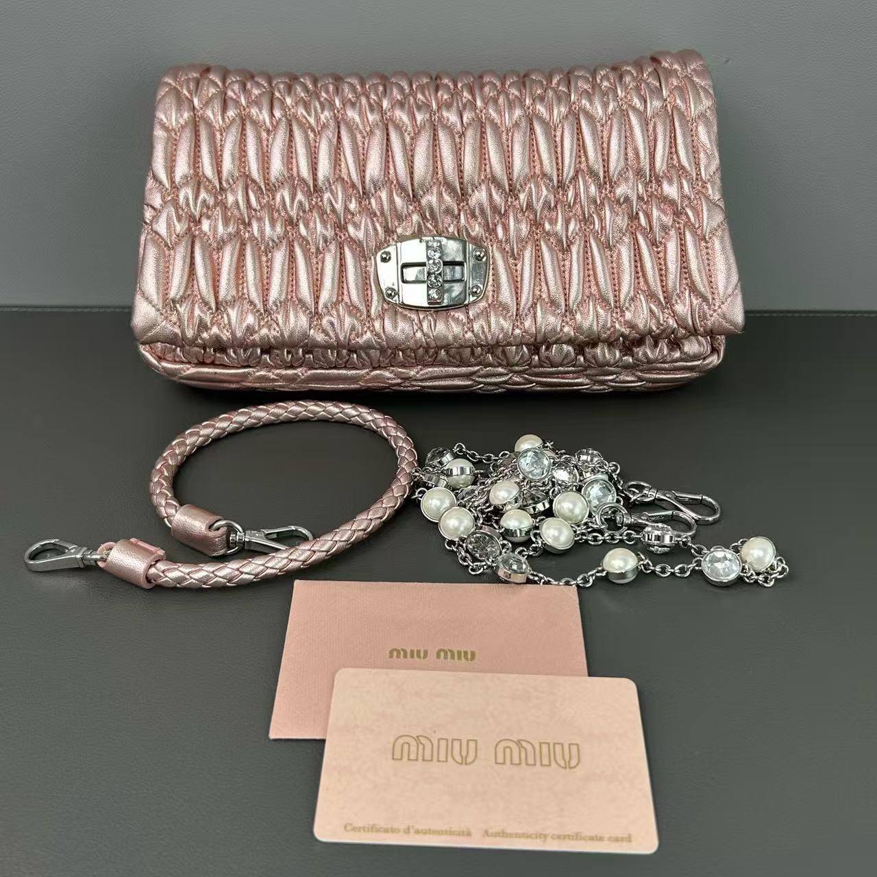 Crystal Clutch Matelasse Satin Small Twins LDJ4330