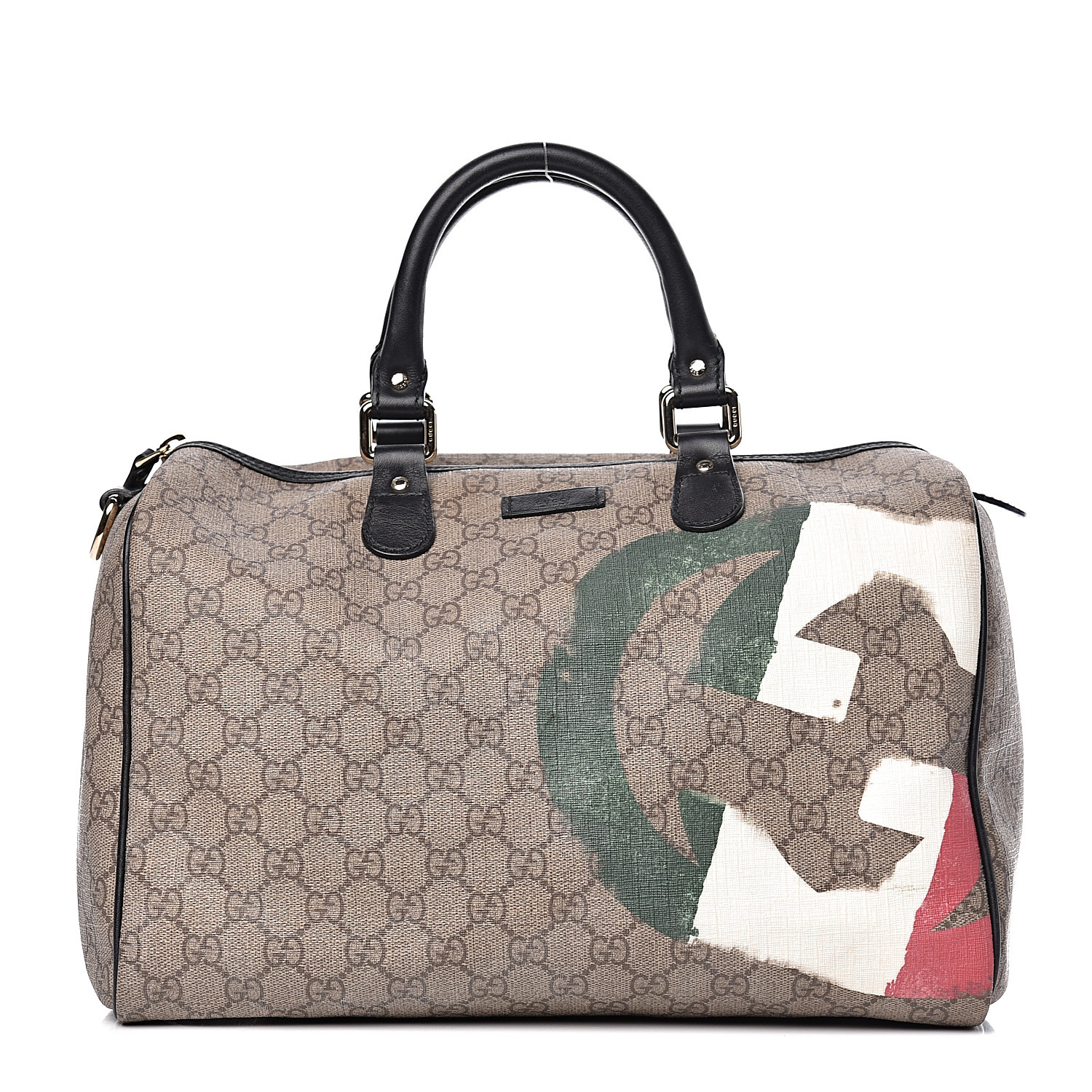 Flag Boston Bag GG Coated Canvas Medium Twins