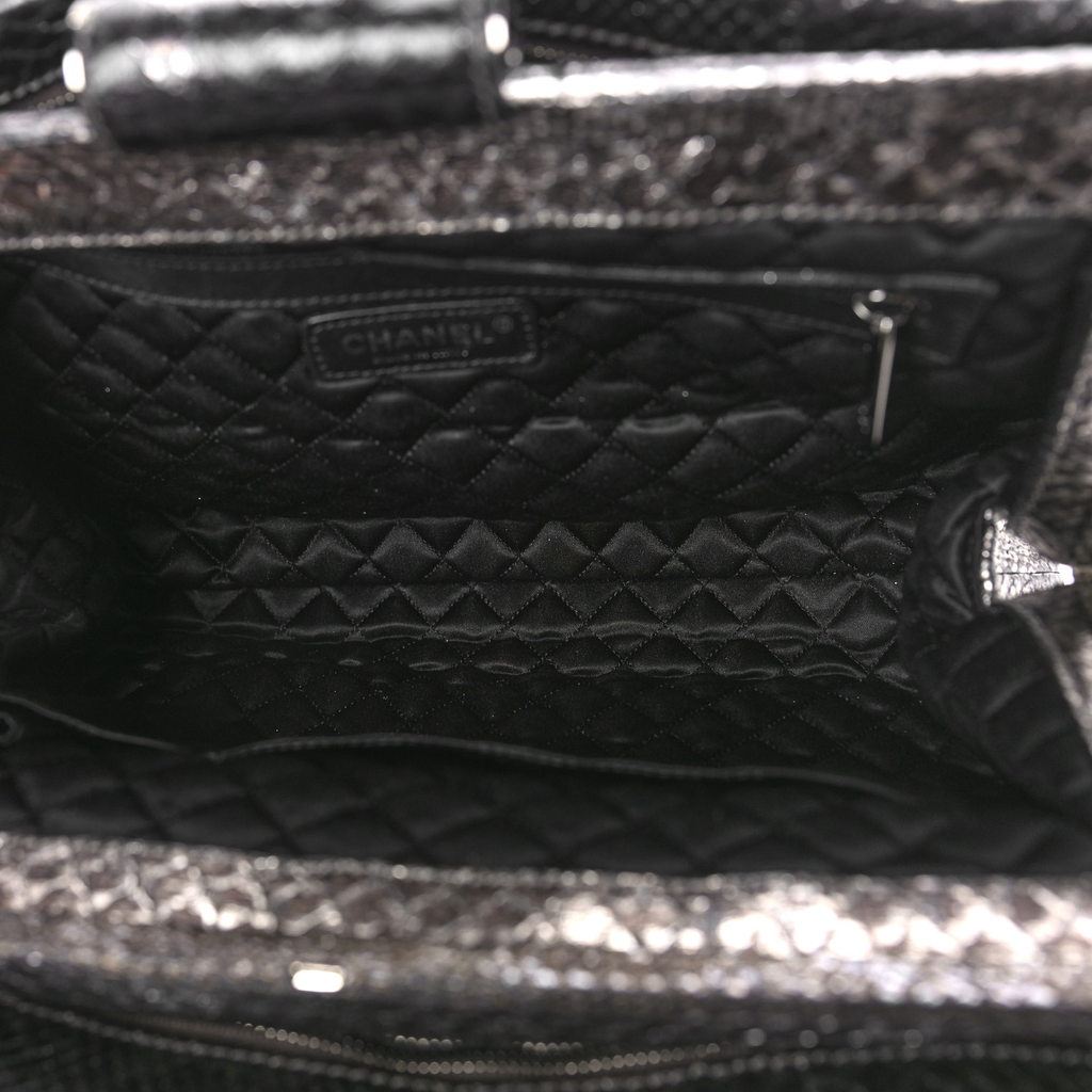 Metallic Python Small Perfect Day Tote Silver