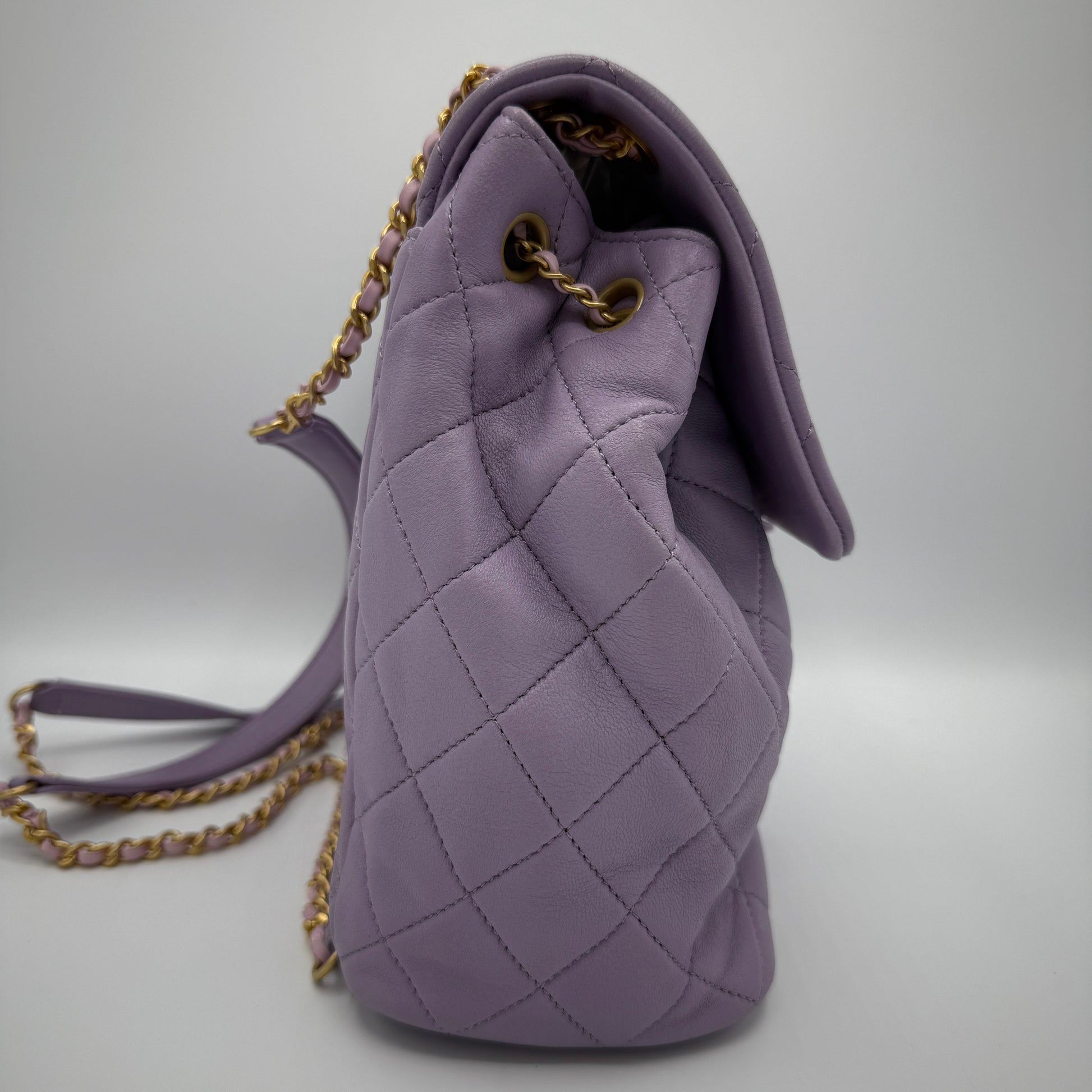 Chain Infinity Drawstring Backpack Quilted Lambskin Small