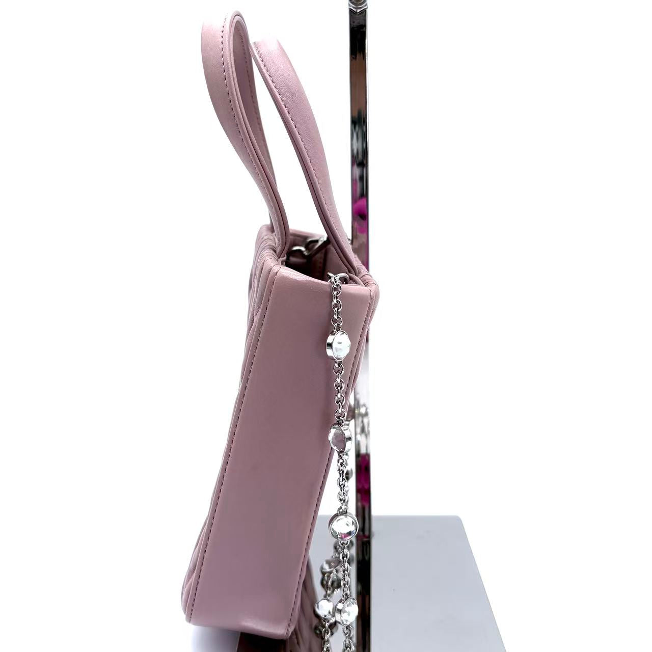 Matelasse Mini Tote with Crystal Chain