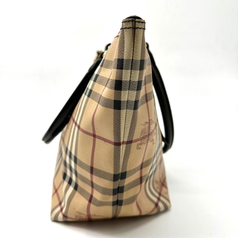 BURBERRY Plaid Coated Canvas Tote Bag