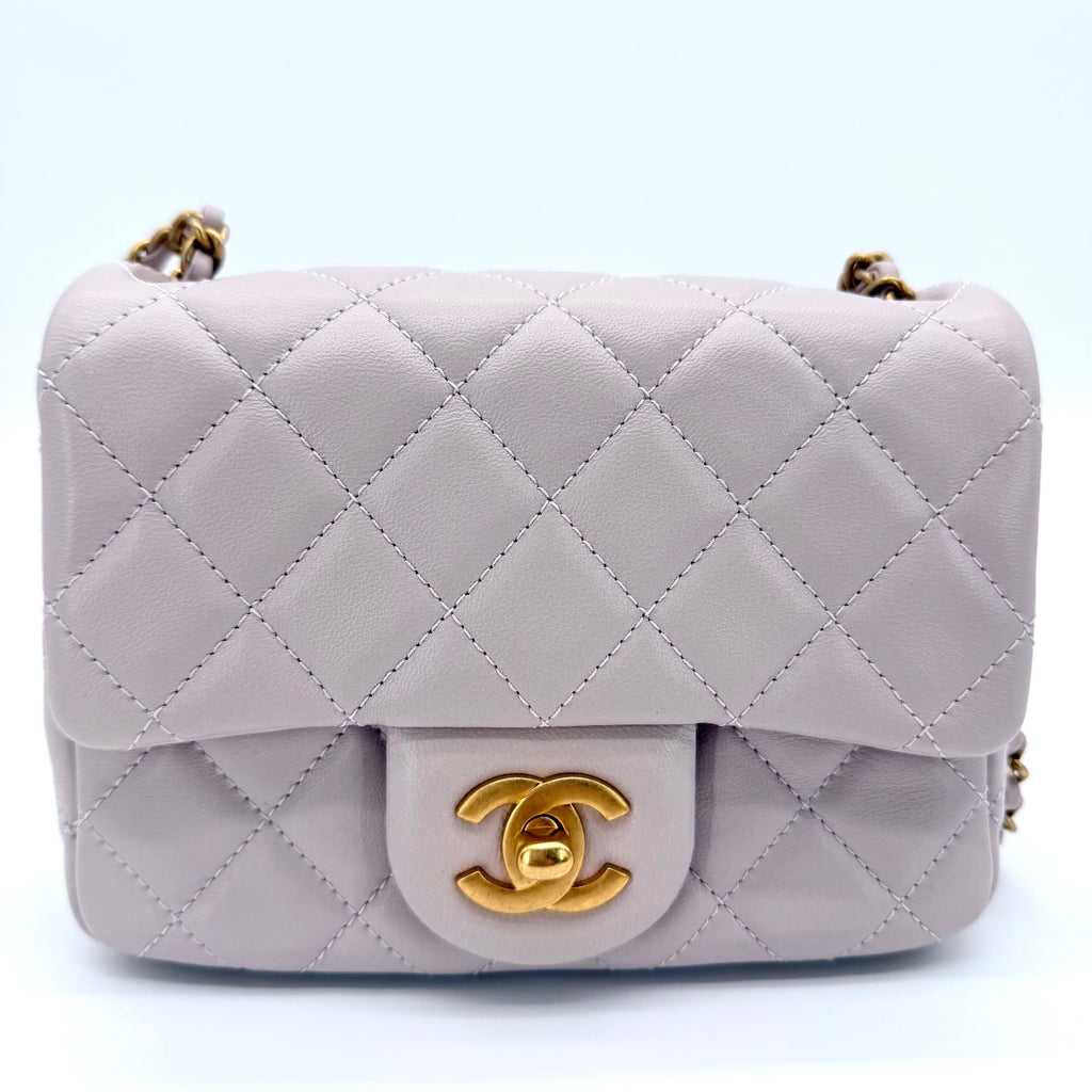 Pearl Crush Square Flap Bag Quilted Lambskin Mini