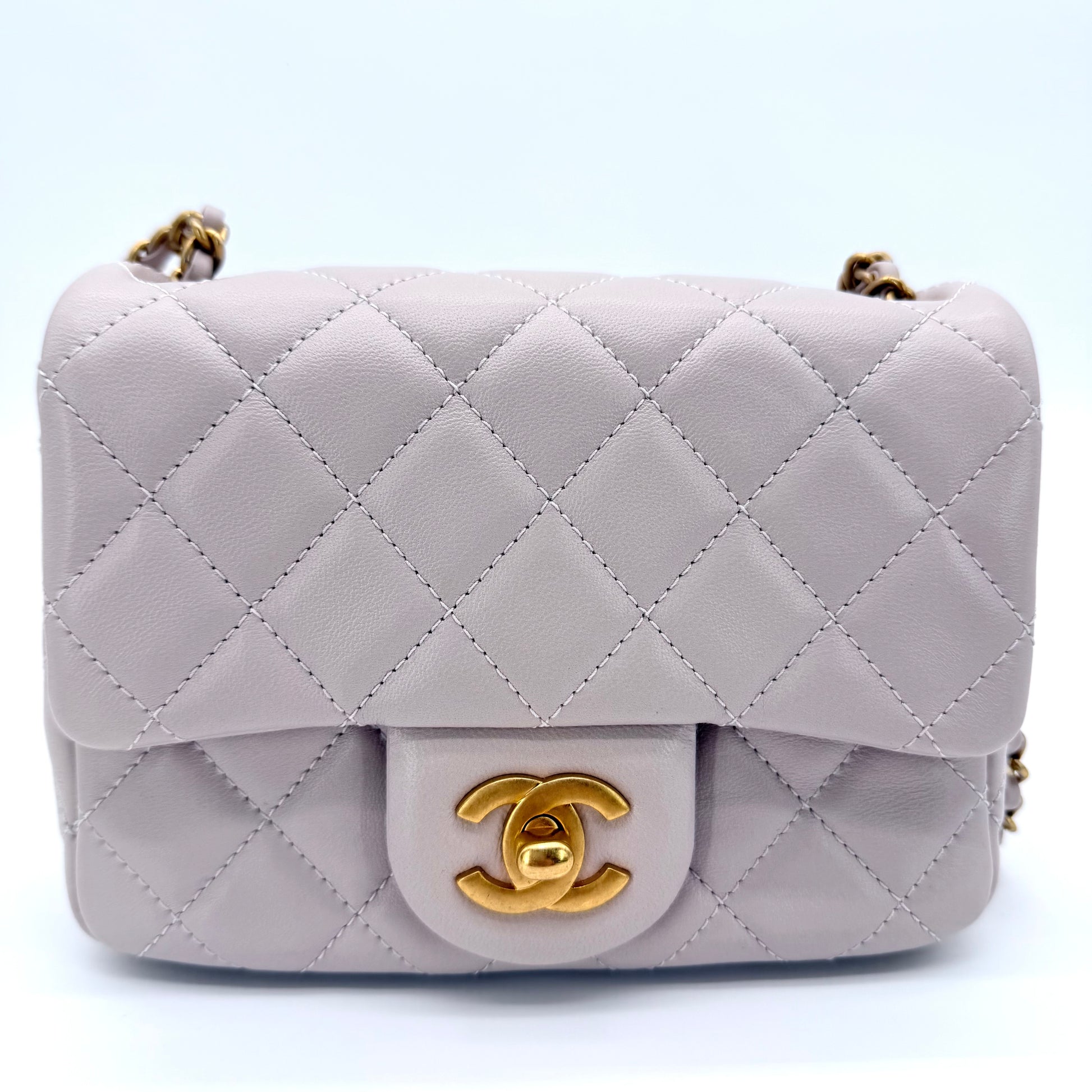 Pearl Crush Square Flap Bag Quilted Lambskin Mini