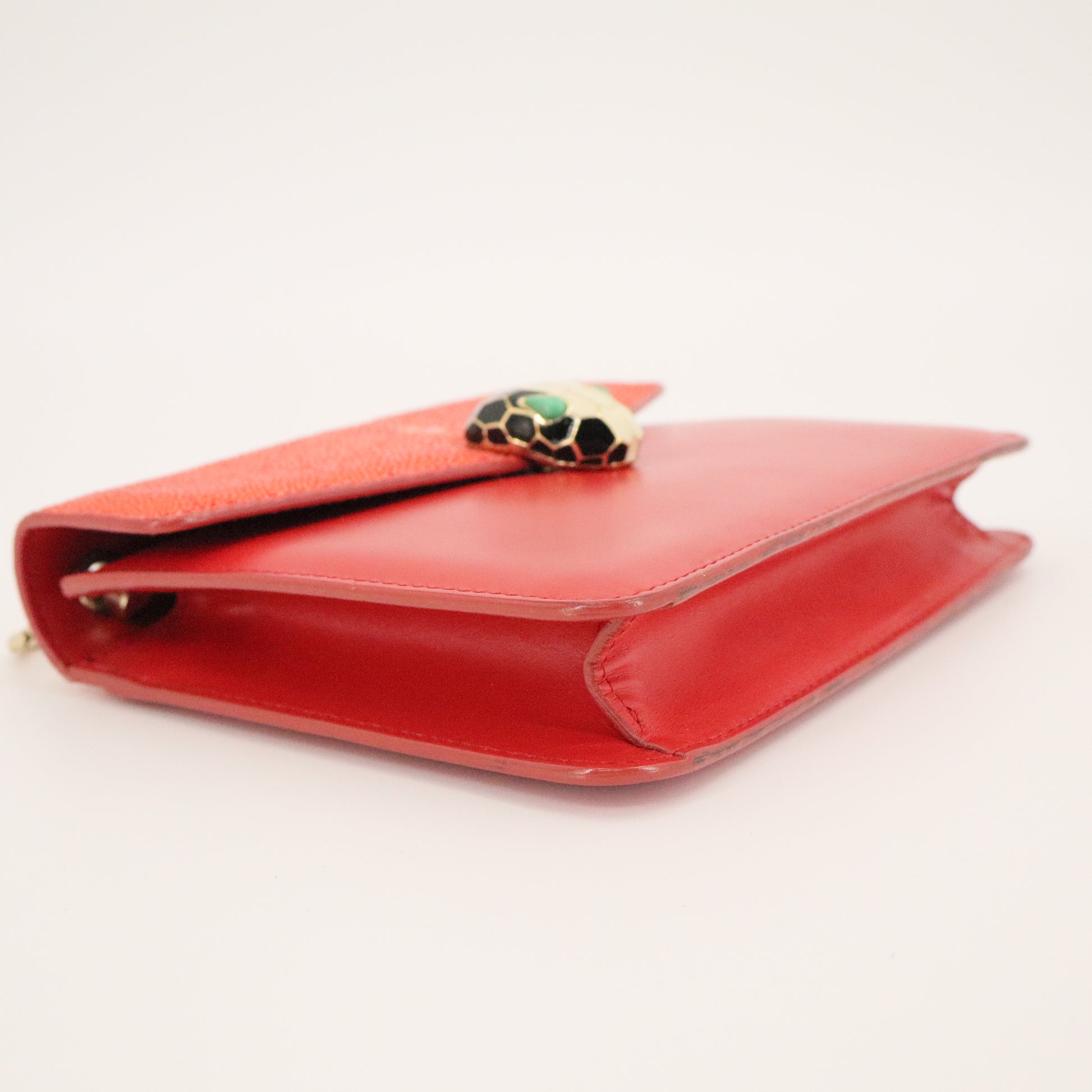 Serpenti Forever Square Shoulder Bag Leather and Stingray Small Twins