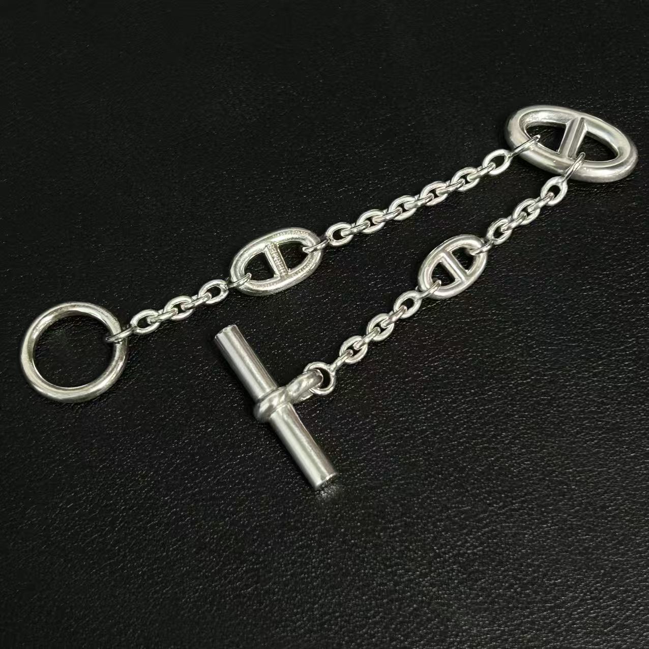 Hermes Chaine d'Ancre Bracelet Sterling Silver Medium twins LDJ4473