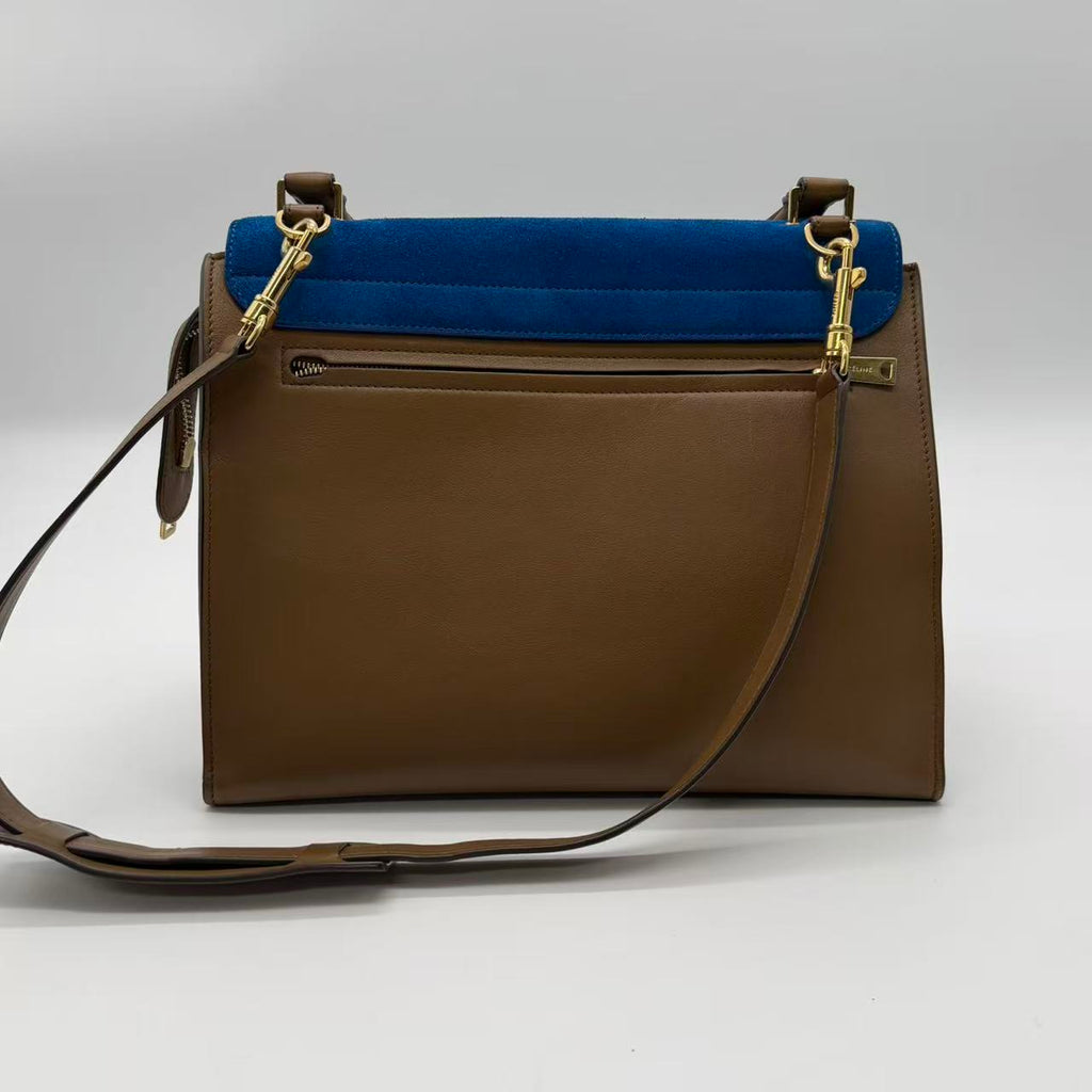 Celine Tri Color Leather and Suede Medium Trapeze Bag Twins