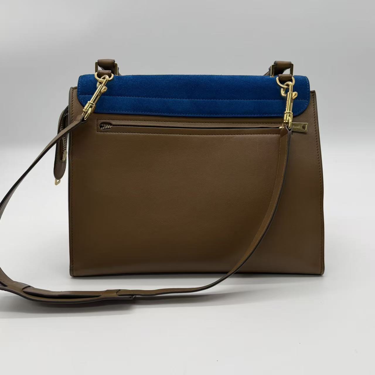 Celine Tri Color Leather and Suede Medium Trapeze Bag Twins