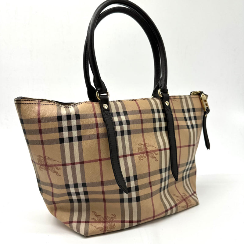 BURBERRY Plaid Coated Canvas Tote Bag