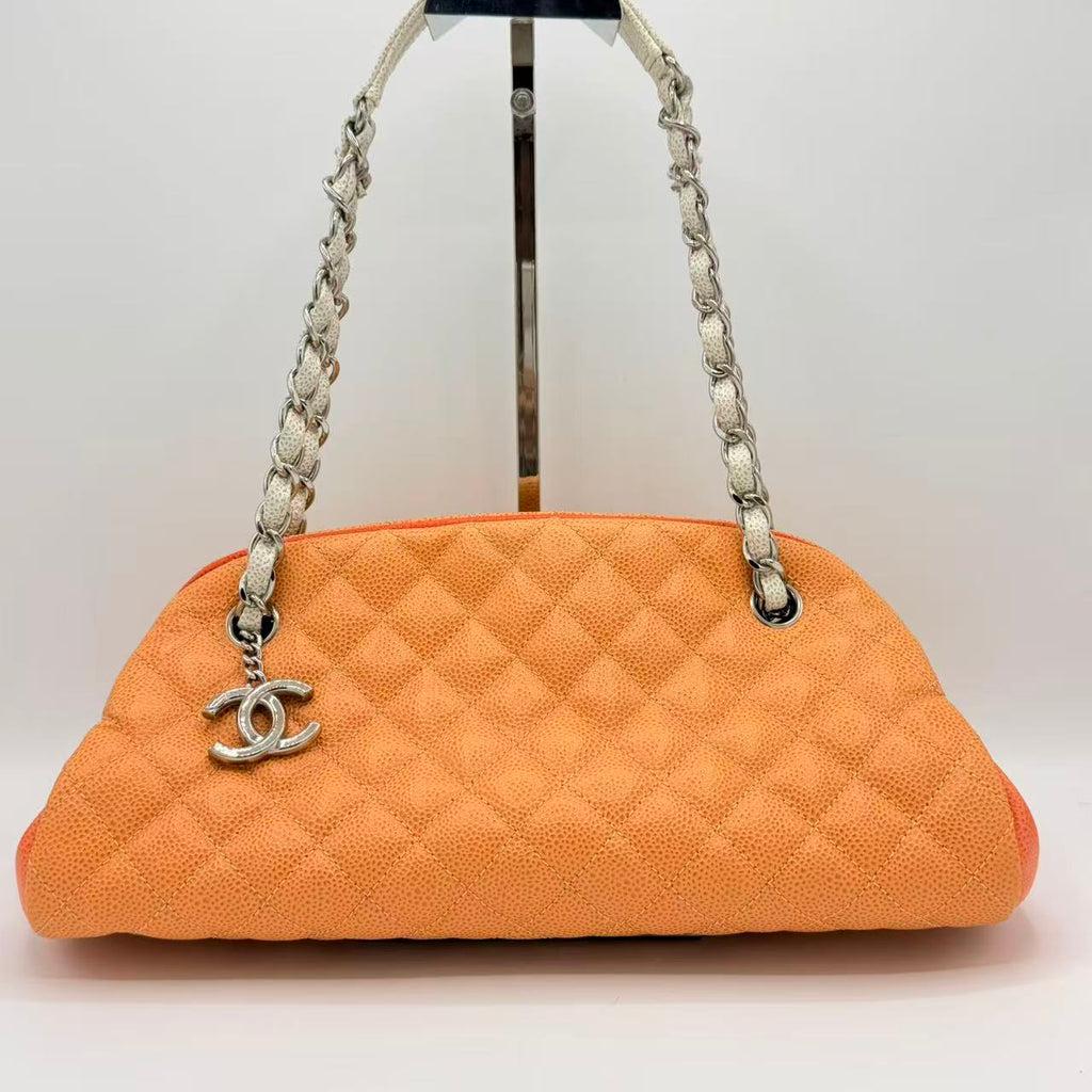 CC Logo Charm Caviar Tri-Colour Shoulder Bag