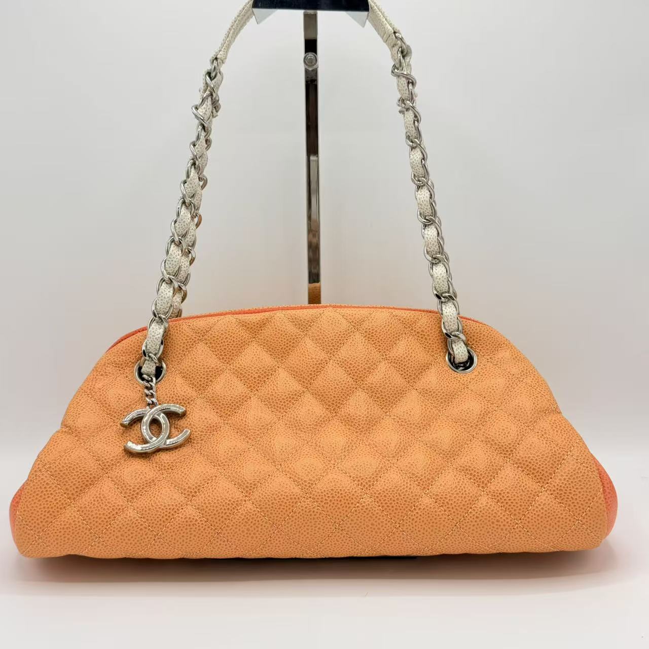 CC Logo Charm Caviar Tri-Colour Shoulder Bag