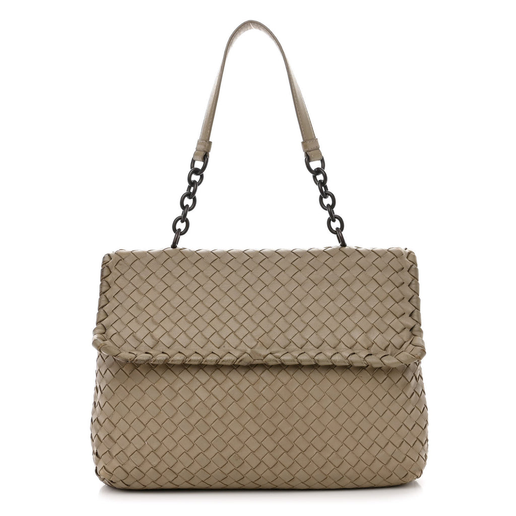 Nappa Intrecciato Olimpia Shoulder Bag Limestone Twins
