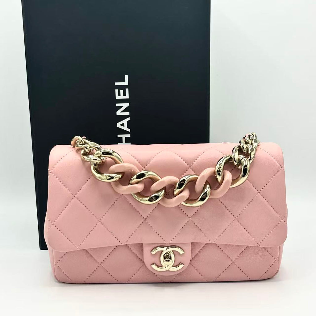 Pink Color Match Flap Bag