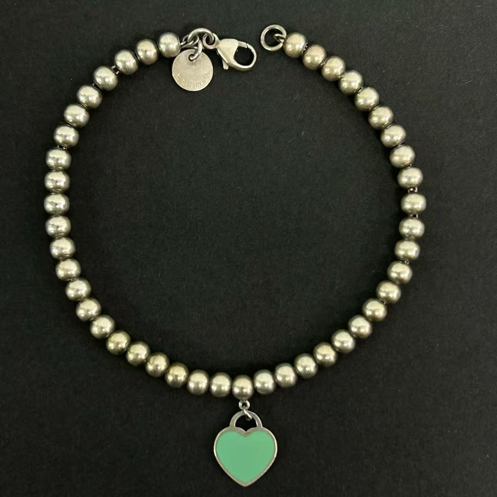 Tiffany & Co Enamel Heart Tag Bead Bracelet twins LDJ4288