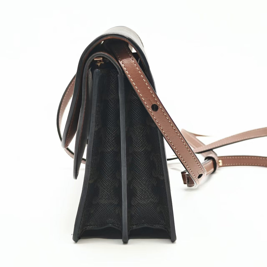 Triomphe Canvas Lambskin Wallet On Strap Tan Twins