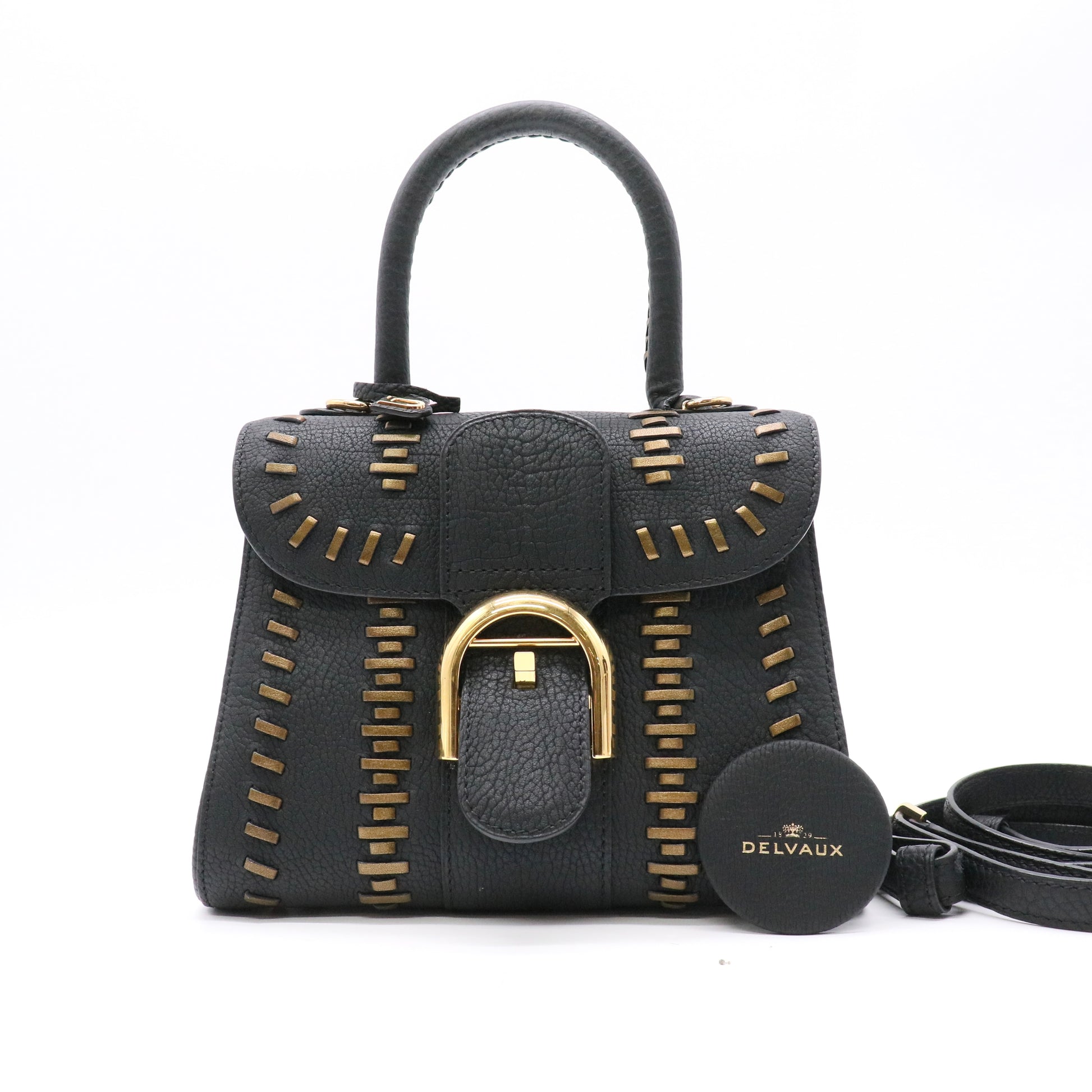 Delvaux Crispy Calfskin Tribal Stitch Mini Brillant Satchel Twins LDJ5874