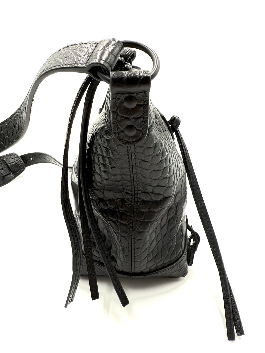 Balenciaga Neo Classic Hobo Crocodile Embossed Leather