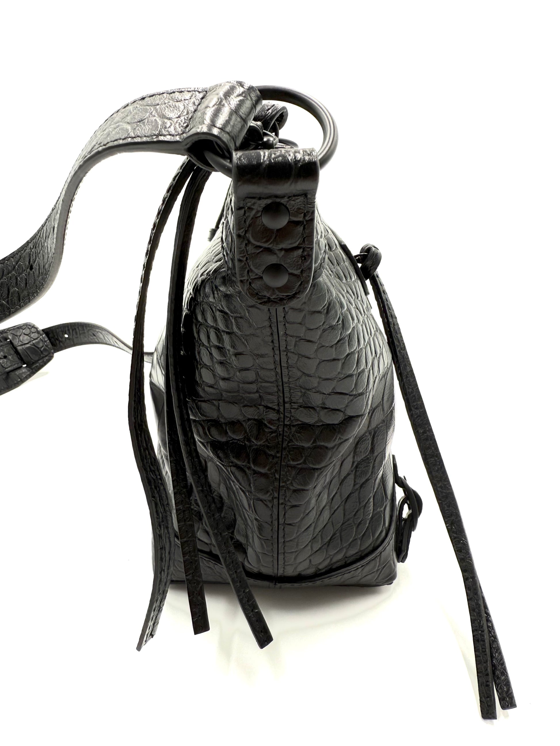 Balenciaga Neo Classic Hobo Crocodile Embossed Leather