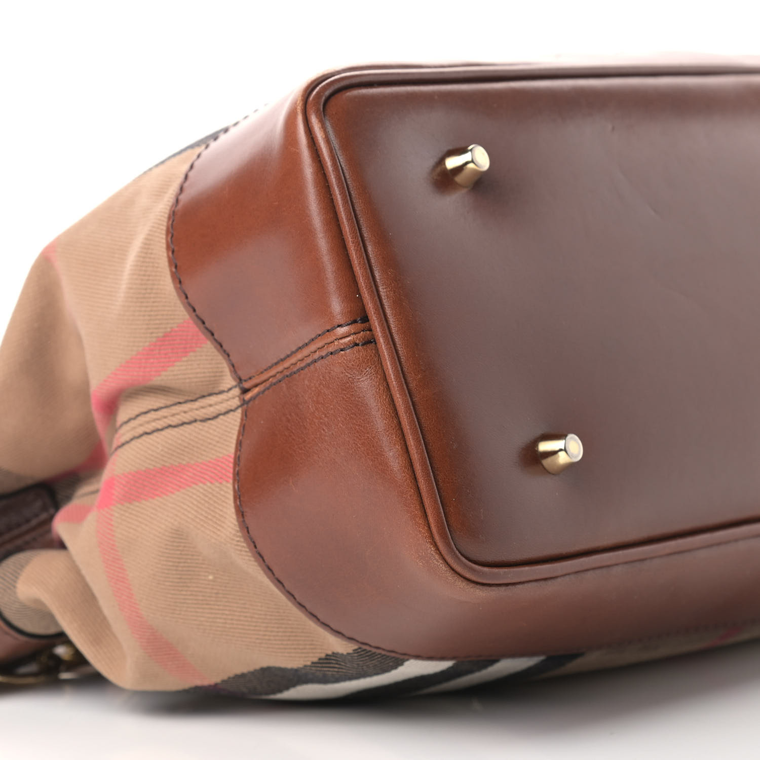 House Check Bridle Calfskin Hepburn Satchel Tan Twins