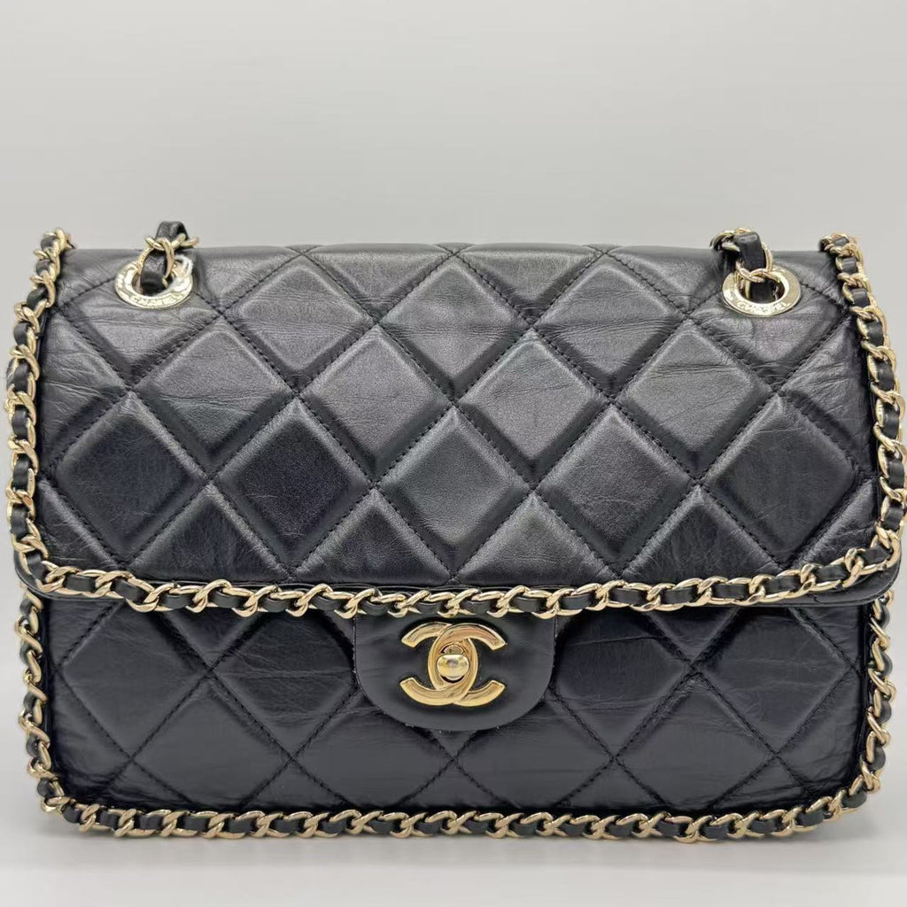 Chanel  Crumpled Calfskin Medium Chain All Over Flap
