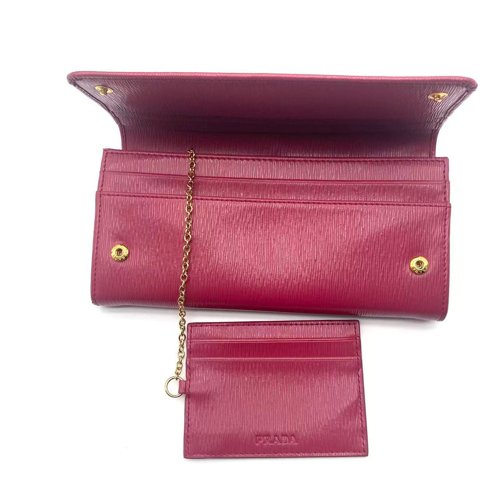 Fold Wallet Saffiano Leather Pink