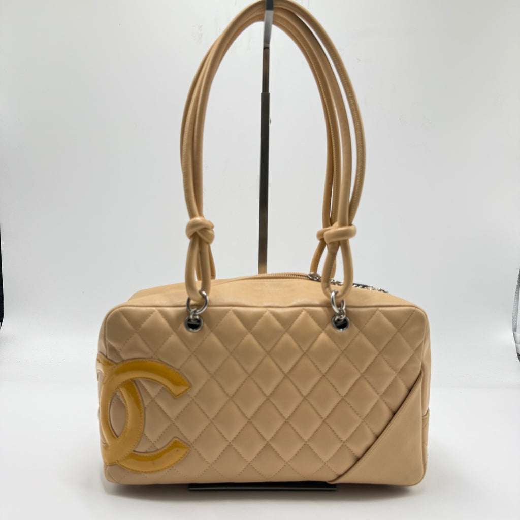 Beige Quilted Leather Cambon Ligne Bowler Bag