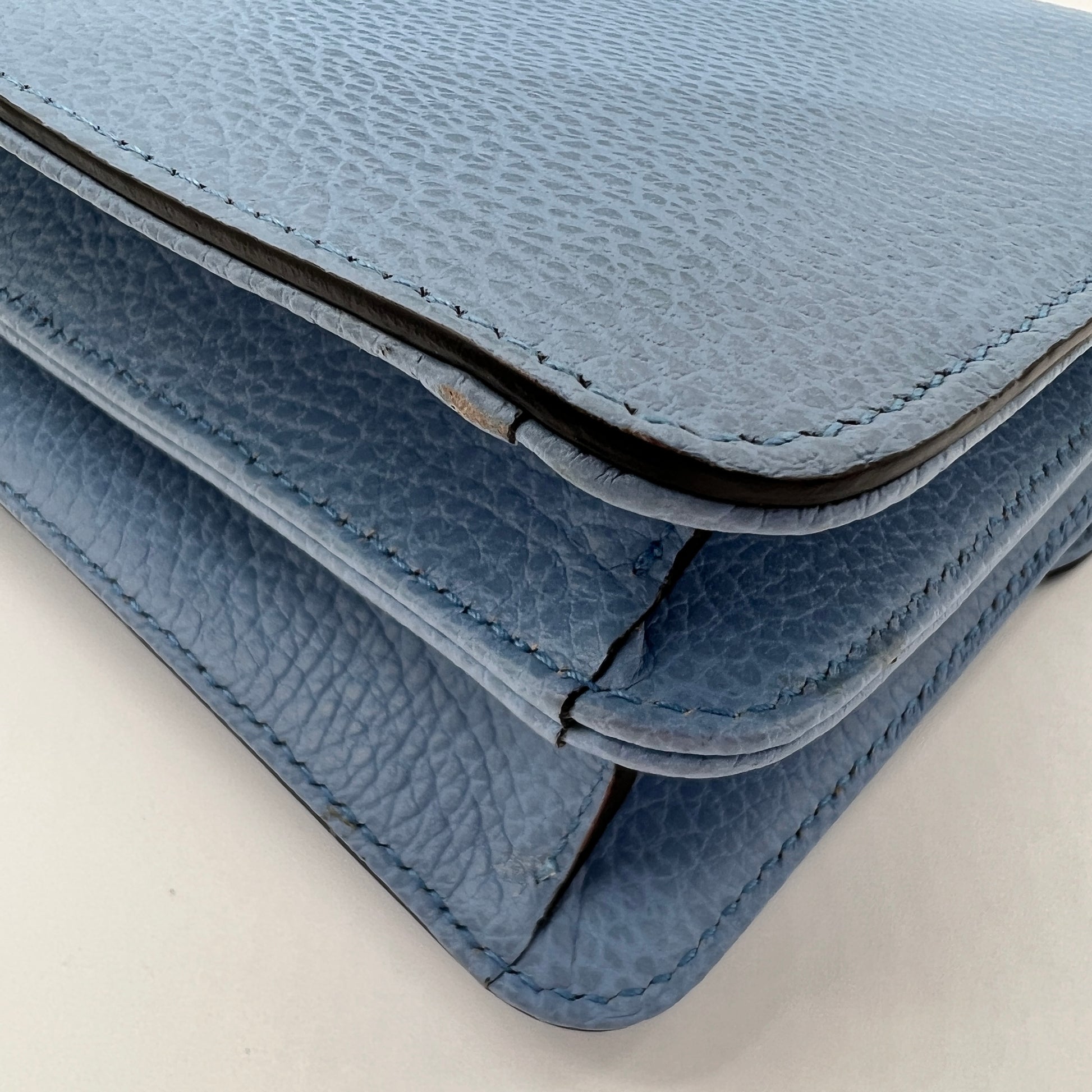 Mineral Blue Dollar Calfskin Small Interlocking G Shoulder Bag