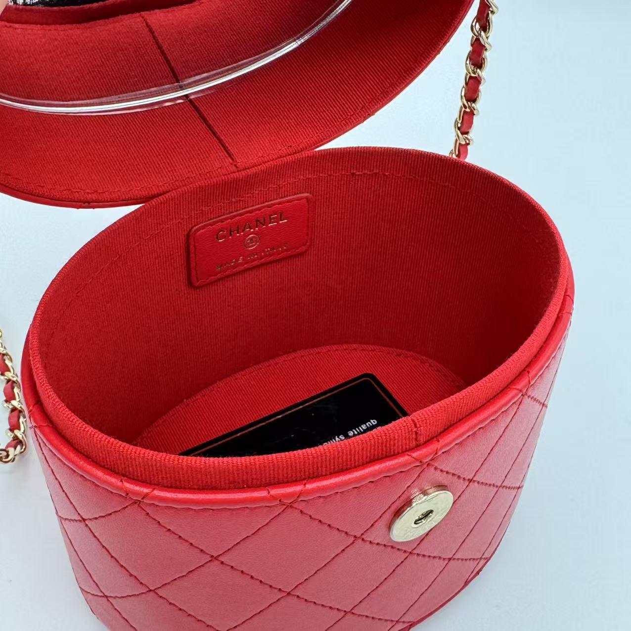 Chanel Quilted Small Round Vanity With Chain