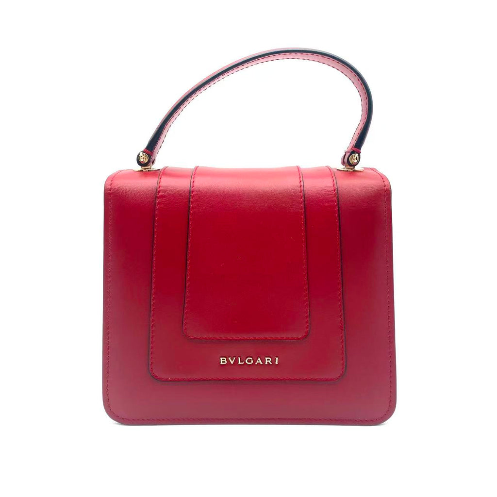 Serpenti Forever Small Leather Top Handle Crossbody Bag Burgundy