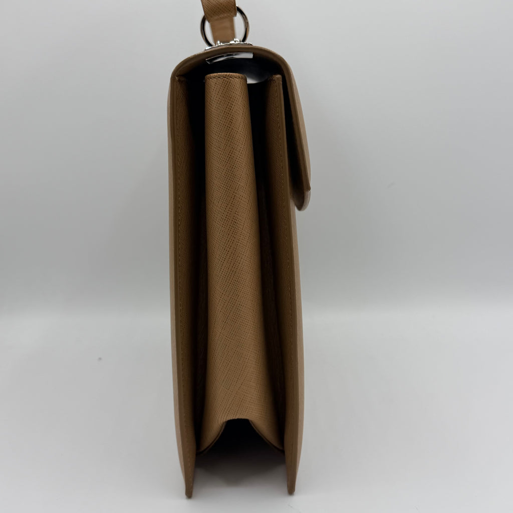 Double Gancini Top Handle Bag Saffiano Leather Small