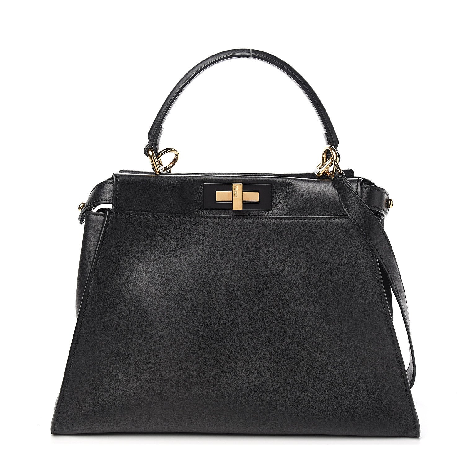 Vitello Seta Shiny Nappa Medium Peekaboo Iconic Satchel Black twins